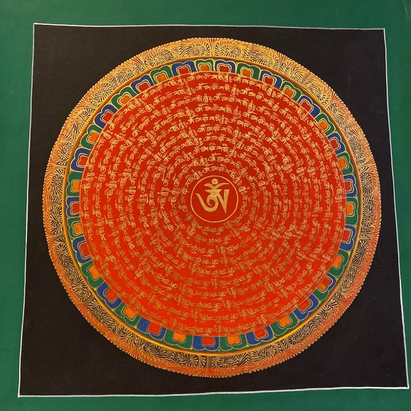 Sacred Mantra of Compassion Mandala Wall Canvas Painting. - Picture 1 of 8